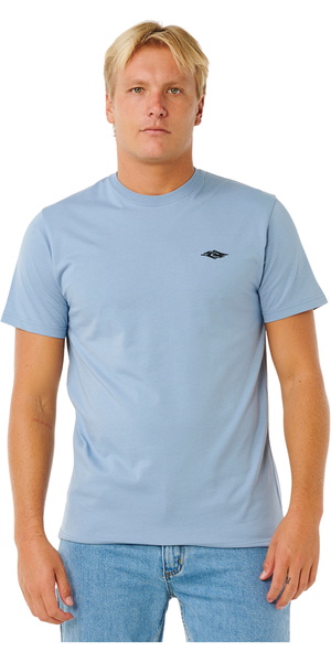 2026 Rip Curl Hombres Camiseta Streamline Embroid 10XMTE - Faded Denim
